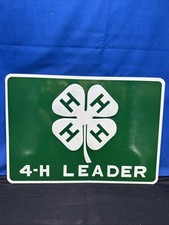ORIGINAL 1950'S 4-H CLUB LEADER LIVE HERE METAL SIGN COWS PIGS HORSES FARM BARN  picture