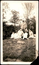 Family Group 1920s Snapshot Photograph Outdoor Garden Americana Vintage picture