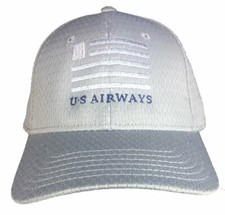 US Airways Gray Blue Embroidered Logo Adjustable Mesh Baseball Cap Golf Hat New picture