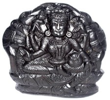 Gaja Lakshmi Idol / Laxmi Murti On Natural Golden Sudarshan Shaligram - Nepal picture