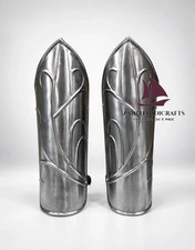 ZAIN Handcrafted Silver Steel Knight Leg Armor LARP Cosplay Best Halloween Gift picture