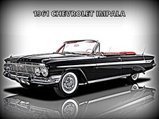 1961 Chevrolet Impala Black Convertible NEW Metal Sign: 12 x 16