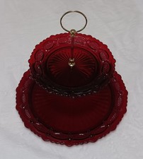 Vintage Avon The 1876 Cape Cod Collection Ruby Red Two Tier Server New In Box picture