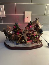 Rare Danbury Mint Pug Sleigh Lighted Christmas Santa 4 Sided with Box picture