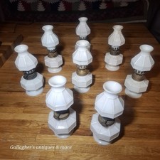 Lot Of 8 Antique Miniature Oil Lamp Smith I Fig 192 Milk Glass Mission Block picture