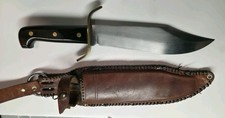 Vintage US Western Pre W49 Large Bowie Knife w/ Sheath & Pouch picture