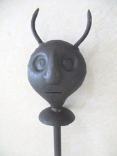 ANTIQUE MACE DEVIL FACE INTRICATE ENGRAVING . picture