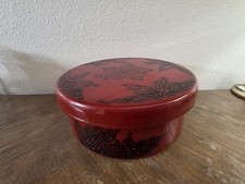 Vintage Japanese Kamakura-bori Red Lacquer Carved Wood Box picture