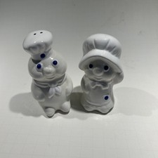 Vintage Pillsbury Doughboy Salt and Pepper Shakers Ceramic Porcelain NOS picture