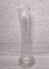 Vintage Clear Ribbed Swung Stretch Glass Vase 12.75