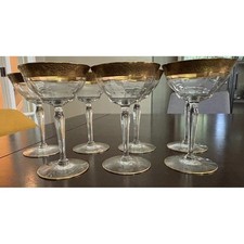 Vintage Minton Glastonbury Lotus Gold Optic coupe low champagne set of 7 picture