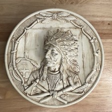 Native American Chief  Sleepy Eye Relief Plate Plaque Men’ Bas-relief Wall Decor picture