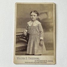 Antique Cabinet Card Photograph Adorable Little Boy In Dress Boston MA picture