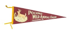 Vintage Pocono Wild Animal Farm Pennant Felt 26 Inch Stroudsburg PA picture