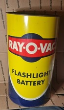 Vintage Ray-O-Vac Flashlight Battery Tin Metal Trash Can, 14½