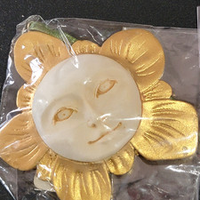 VTG Sajen Offerings Goddess Sun Face Christmas Ornaments Pair NIP Holiday Gift picture