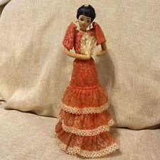 VINTAGE Lina Vizcarra Oandasan Doll On Wood Pedestal Philippine Handicrafts 9” picture