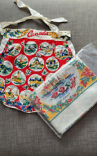 NEW Vintage Canada Souvenir Linen Tablecloth & Apron Canadian Provinces picture