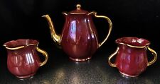 Vintage Price Bros. England Cavallo Red Lustre Ware & Gold Tea Pot Creamer Sugar picture