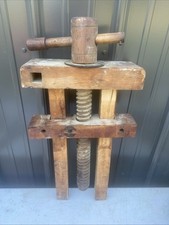Vtg Antique Bookbinder Plough ?Woodworking Vise Tool Bench Large Wooden Screw picture