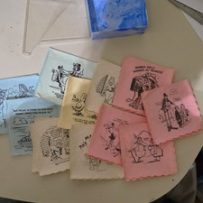 Vintage Pink Cartoon Paper Cocktail Napkins Boxed Set, Scalloped Edges 25 Ct. picture