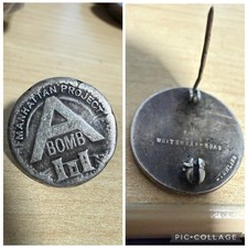 WWII Manhattan Project A-Bomb Worker Pin Sterling Silver Whitehead & Hoag 1945 picture