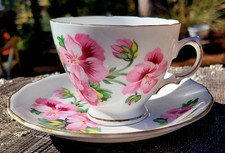 Vintage Royal Vale Bone China Tea Cup & Saucer Pink Pansy Made In England picture