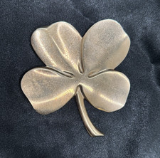 Vintage Gerity 18K White Gold Plated Four Leaf Clover Paperweight Shamrock picture