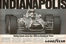 1968 GOODYEAR Tires BOBBY UNSER wins Indy 500 2-page Vintage Print Ad picture