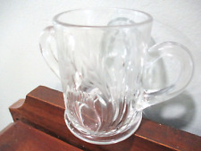 double handled cut clear etched wheat pattern glass sugar bowl toothpick holder picture