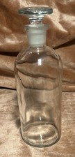 Vintage T.C.W. Co. USA Clear Glass Apothecary Bottle w/ Ground Glass Stopper picture