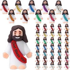 Bememo 50 Pcs Little Jesus Figurines God Bless You Small Rubber Multicolor picture