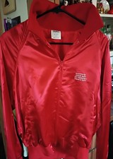 VTG Silver Slipper Las Vegas Jacket - Red Satin Bomber Early 80's Retro Zipper  picture