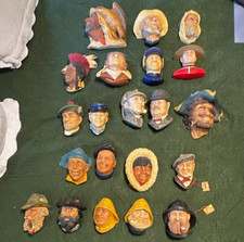 Bossons Hand Painted Chalk heads, lot of 22 CHECK DESCRIPTION PLEASE picture