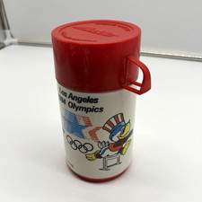 Vintage 1984 Los Angeles Olympics Plastic Thermos 8oz Aladdin USA Sam Eagle Vtg picture