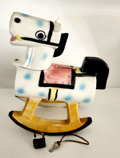 Vtg. Ceramic Hand Painted Rocking Horse Bank , Lock & Key , Japan 8