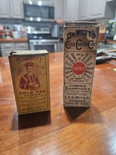 Antique Dewitt’s Colic Remedy OPIUM Bottle And St.Andrews Tea For Liver In Box picture