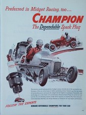 Vintage 1946 champion spark plug print ad. Preferred in midget racing picture
