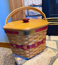 Longaberger 1997 Christmas Snowflake Basket w/Lid & Handle and Protector picture