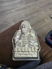 Vintage Heavy Cast Aluminum 3D Cake Mold Set  Santa Chimney & Lamb Pans/Rings. picture