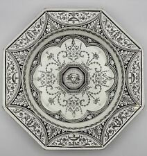 Minton's Antique Octagonal Plate - Refined Black and White Design picture