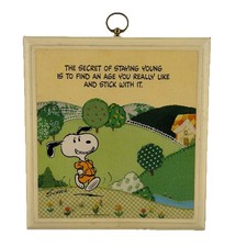 Snoopy Peanuts Secret To Staying Young Vintage 1958 Hallmark Plaque Ships Free picture