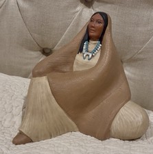 Vintage Southwestern Native American Woman Figurine Signed DK Studio Pottery 9” picture