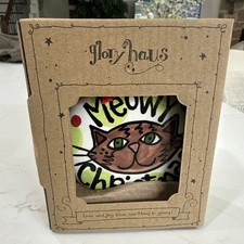 Laura Kirkland Glory Haus Meowy Christmas Ornament Brown Cat New Ceramic Puff picture