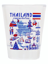 THAILAND LANDMARKS AND ICONS COLLAGE SHOT GLASS SHOTGLASS picture