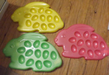 LOT of 7 bunny shaped easter egg display trays Pink green & yellow picture