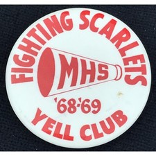 Mankato Fighting Scarlets Vintage Pin 60s Button MHS Football MN Yell Club 68-69 picture