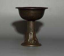 Real Rare Nice Tibet 16th Century Old Antique Buddhist Alloy Copper Butter Lamp picture