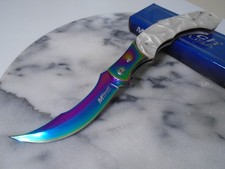 Mtech Assisted Open Scimitar Pocket Knife Vibrant Pearl Big Upswept Folder New picture