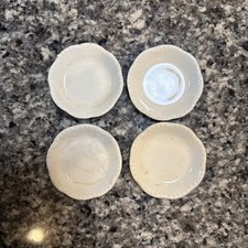 4 Old Vintage Johnson & Bros White/Beige Ironstone BUTTER PATS Stained Crazed picture